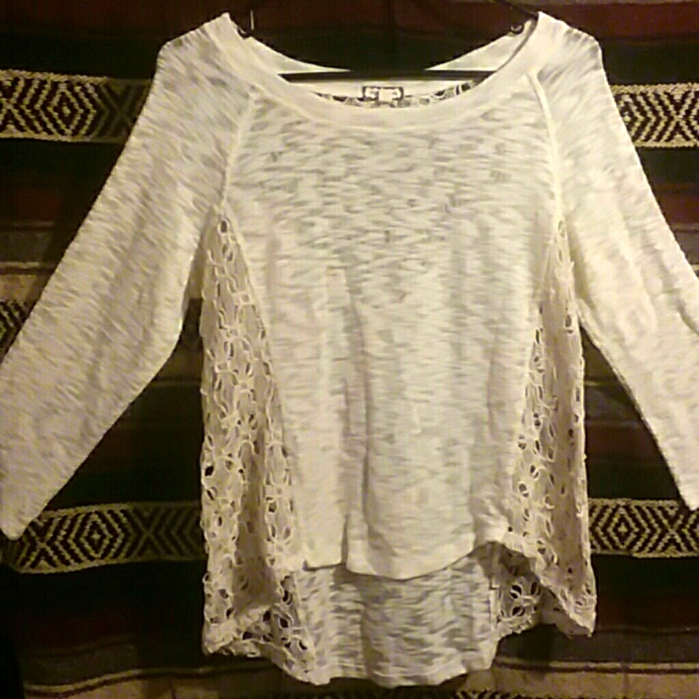 Crochet accent, high low sweater